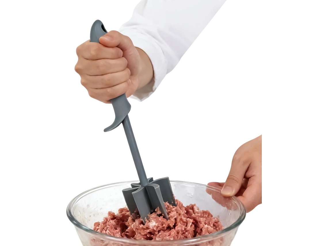 Amassador De Carne - Moedor Hambúrguer 28x5,8cm, Cabo Antiderrapante,