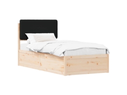 Estrutura de Cama com Cabeceira Estofada Preto 90x190 cm MAISON EXCLUSIVE