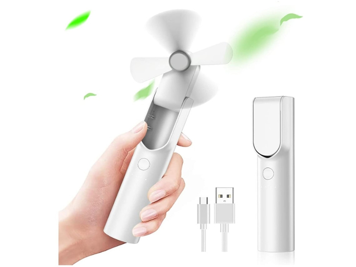 Mini Ventilador Portátil, Banco De Energia Recarregável Operado Por Bateria De 4800mah Com 3 Velocidades 18 Horas Yizhood (branco)