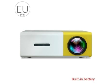 Projetor Mini Yg300 Home Cinema Com Bateria Led Móvel 1080 P Compatível Com Telefone Pc Amarelobranco Elenxs
