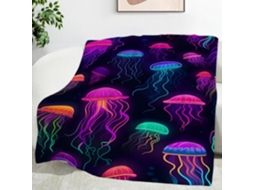 Manta com Estampa de Animais Marinhos e Águas vivas 150x200 Cm Multifuncional Macia Aconchegante em Flanela Id