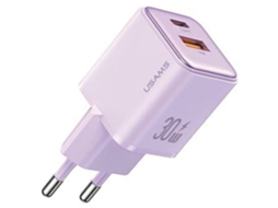 Carregador Usams Pd30w 1xusb 1xusb-c Para Iphone 12 13 14 Carregamento Rápido