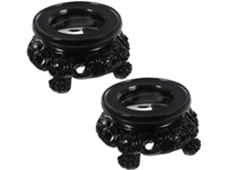 Esfera Cristal Resina Preta Suporte Estável Elegante Decoração Escritório Conjunto 2 Base Casa GOKOCO