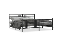 Bed Frame, Bed Frames Vidaxl Preto Aço (183 X 213 Cm)