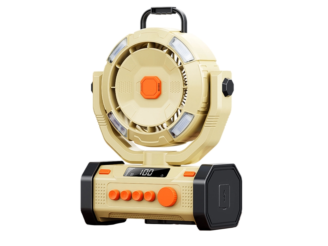 Ventilador Camping Multifuncional Portátil 4 Velocidades Recarregável
