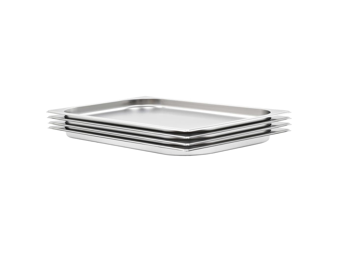 Vidaxl Recipientes Gastronorm 4 Pcs Gn 1/1 20 Mm Aço Inoxidável