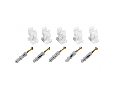 Conjunto de 5 Clips de Tubo Abertos para Fixação Dupla de 28 mm - Clips de Plástico com Fixações