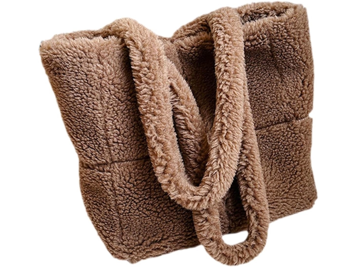 Bolsa Tote Feminina Ciieeo De Pelúcia Com Alça De Ombro E Interior Espaçoso.
