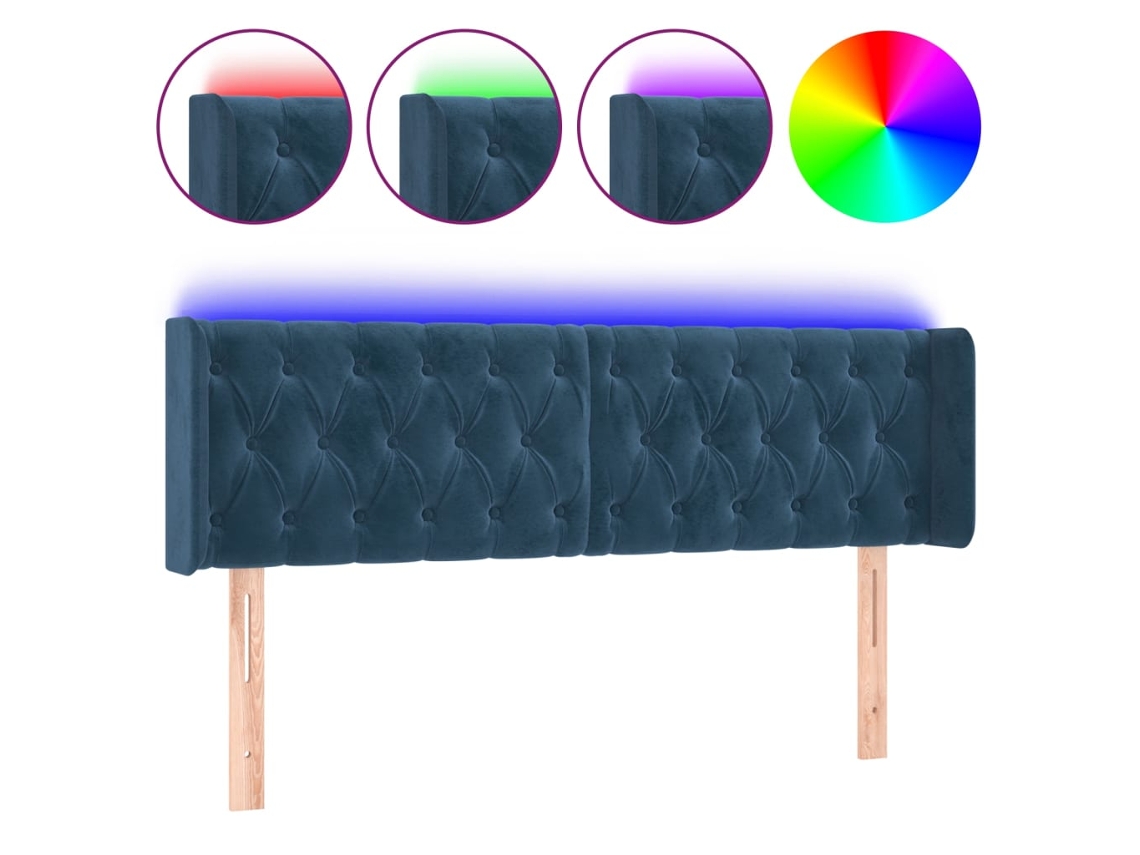 Led Headboard, Led Headboards Vidaxl Azul Veludo (163 X 16 X 78/88 Cm)