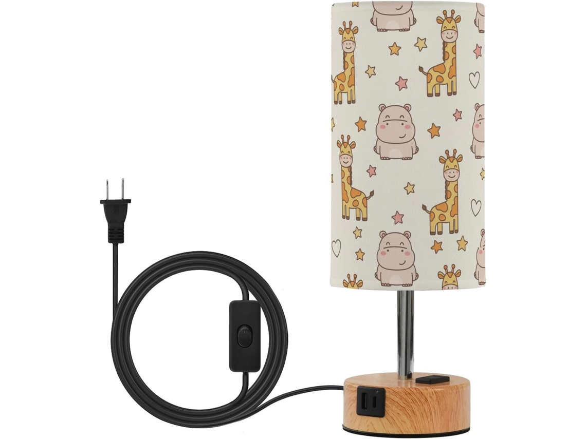 Luminária De Cabeceira Junzan Touch Lamps With USB Ports CEA, Lâmpada Led Inclusa, Bege