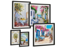 Conjunto De Pinturas Paisagens Encantadoras Com Flores Espelharte (5 Peças)