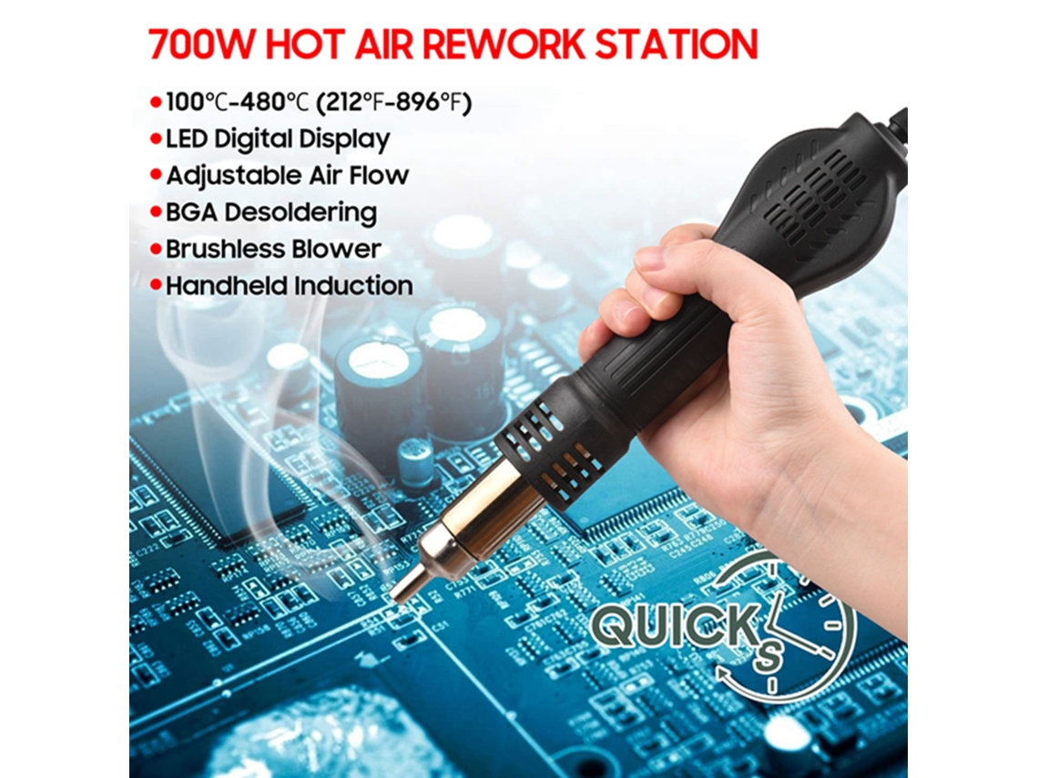 Laxiscreed Estação De Ar Quente Sem Escovas, Até 480°c, Para Manutenção E Secagem De Pcb