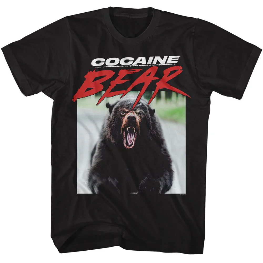 Unisex Adult T-shirt Rockinstone Cocaine Bear Photo Black Sizexl