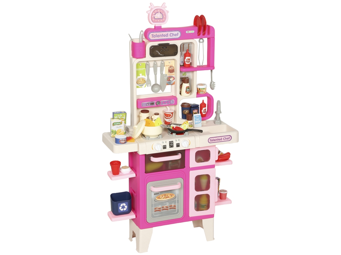 Conjunto de Cozinha de Brincadeira 104 Peças (luzes e Sons, Rosa)