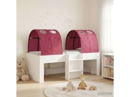 Vidaxl Cama Com Túnel 3 Unid. Branco E Vermelho Derivados De Madeira