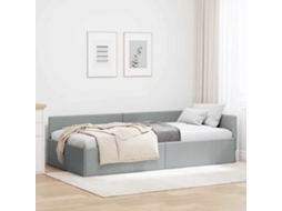 Vidaxl Estrutura De Cama De Canto Cinzento-claro 90 Cm X 200 Cm Tecido