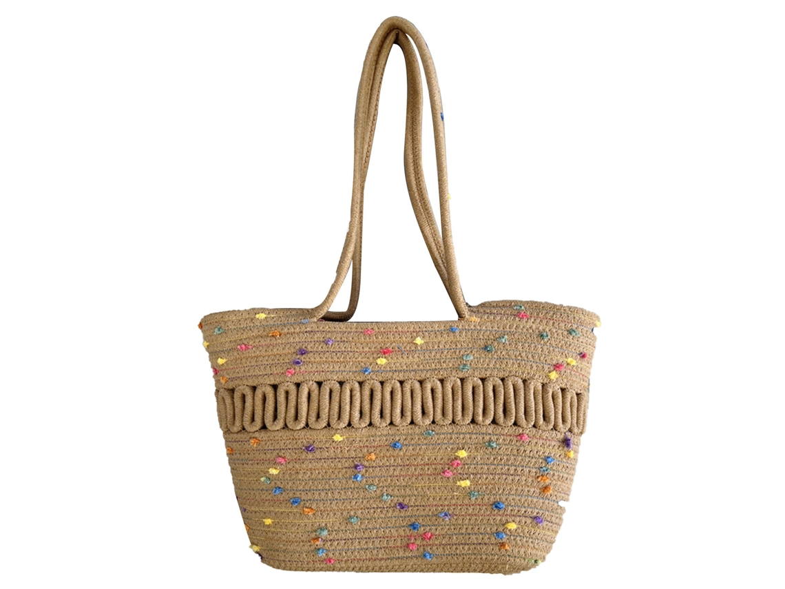 Bolsa de Palha Tecida Papiro com Design Simples e Grande Capacidade para Viagens e Praia