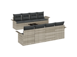 Conjunto 9 Sofá De Jardim Vidaxl Cinzento-claro Vime Pe (55 X 55 X 37 Cm)
