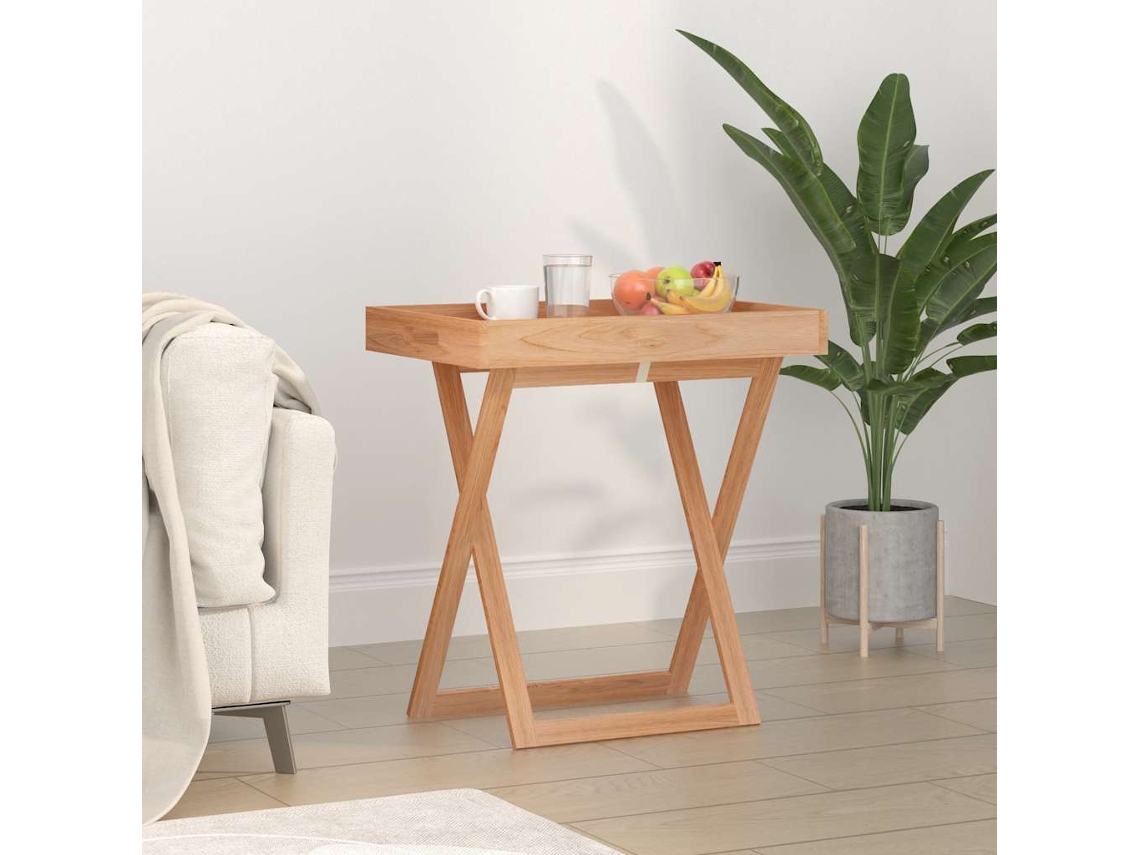 Vidaxl Mesa/tabuleiro Dobrável 52x36x56,5 Madeira De Nogueira Maciça