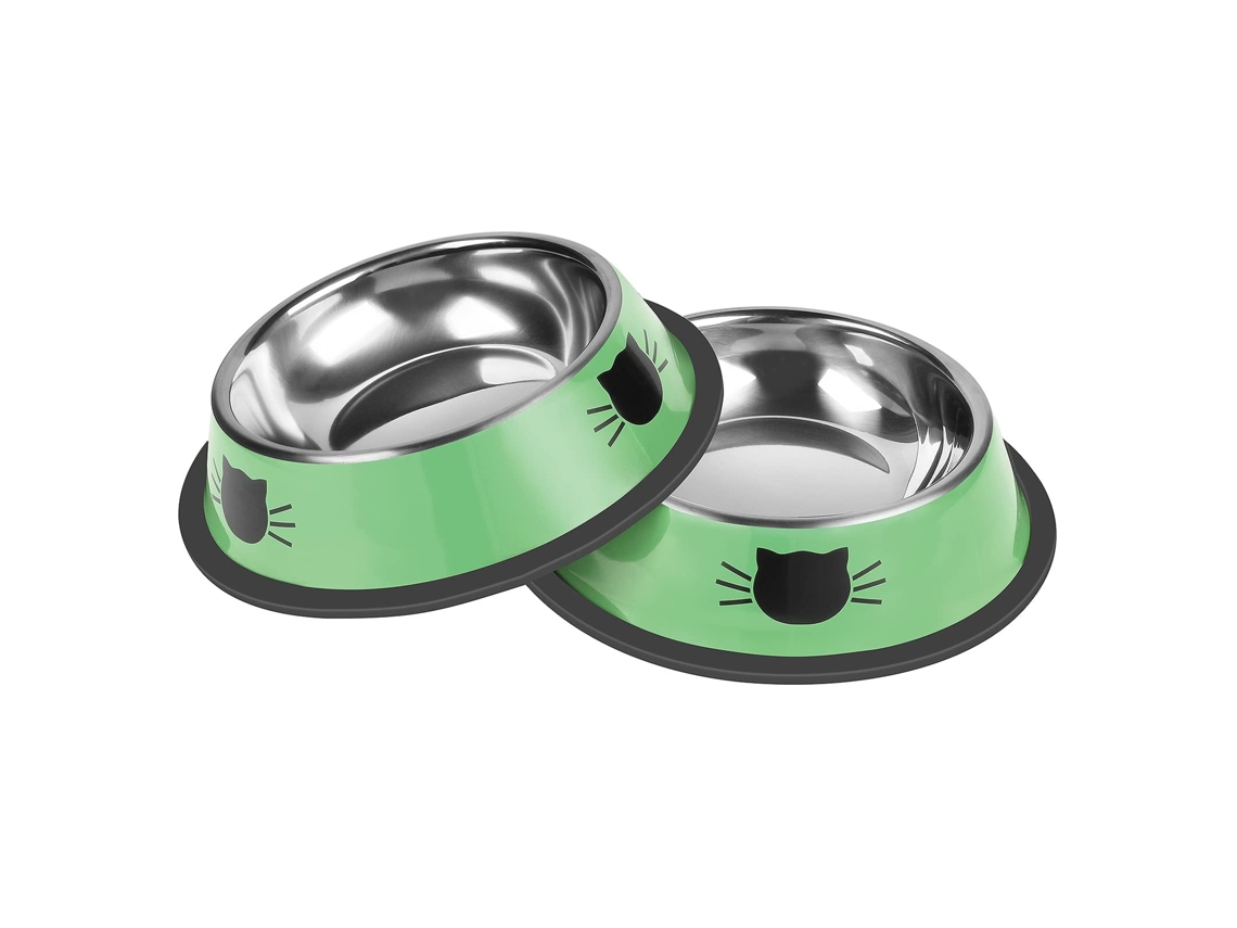 Tigelas de Aço Inoxidável para Ração de Gatos, Pacote com 2 Unidades, Antiderrapantes, com Base Removível, Resistentes, 200ml AQUAFORGE