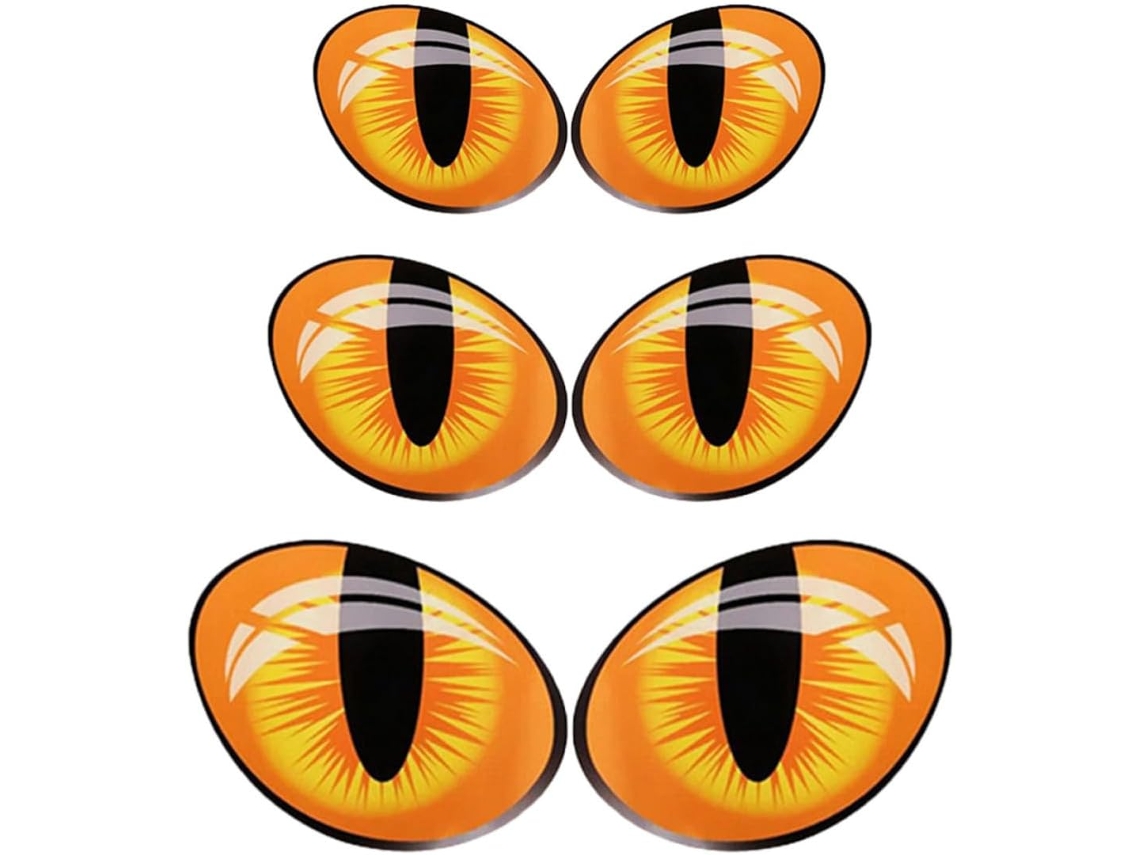 Adesivos de Carro Laranja (faça Você Mesmo), 3 Pares, Design Olho De Gato, Adesivo Forte e Durável.