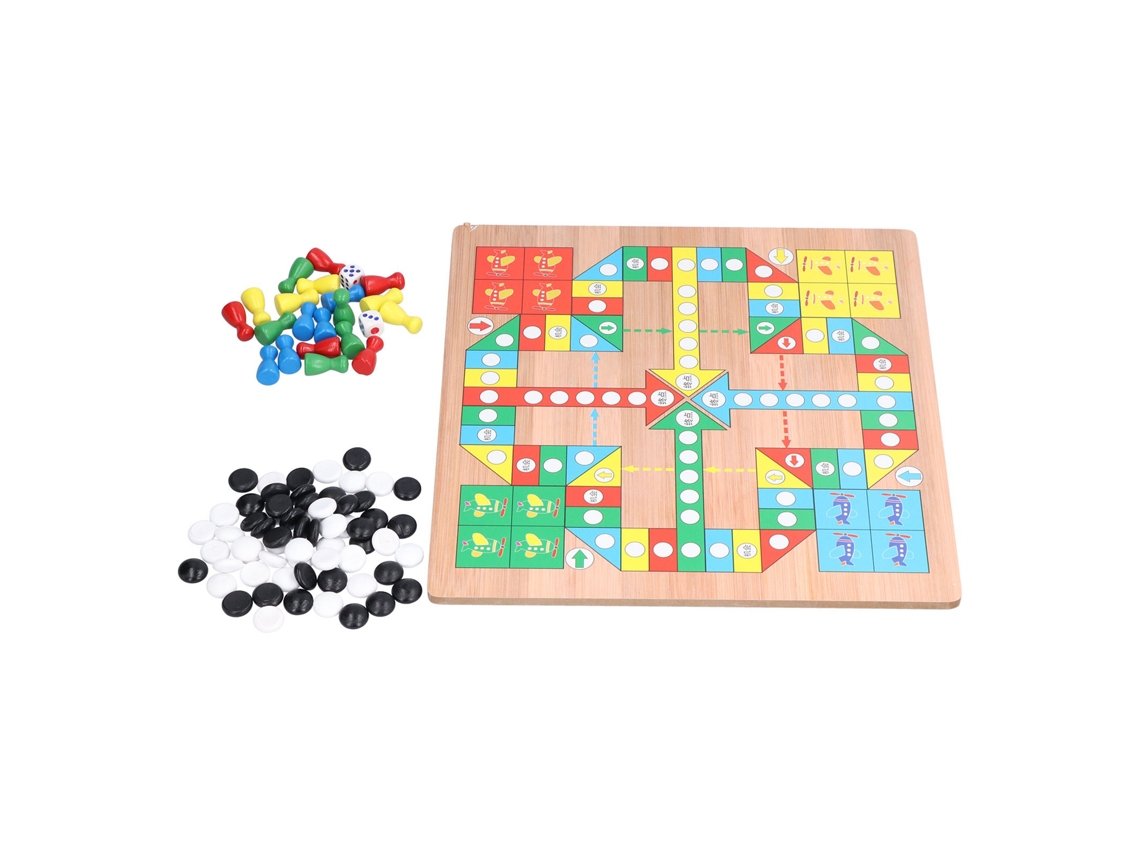 Jogo de tabuleiro 2 em 1 ATS: Xadrez Voador e Gobang, brinquedo educativo multifuncional de madeira para crianças.