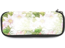 Estojo Grande Com Estampa Floral Em Aquarela Lápis E Marcadores, Organizador De Maquiagem, Ideal Escola