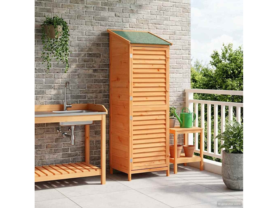 Vidaxl Galpão De Jardim Com Telhado Castanho 59 X 56 X 176 Cm