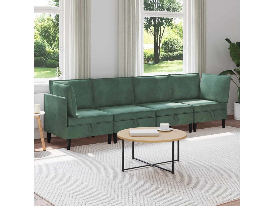 Vidaxl Conjunto De Móveis Para Sala De Estar 4 Pcs Verde Do Mar Veludo