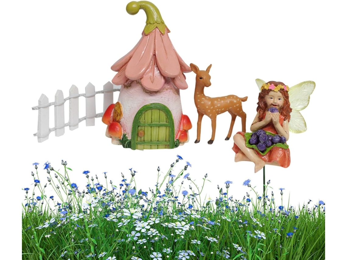 Decorações para Jardim Externo, Estátuas para Jardim Externo, Kit de 4 Figuras de Fadas para Jardim, Decorações de CHABERLU