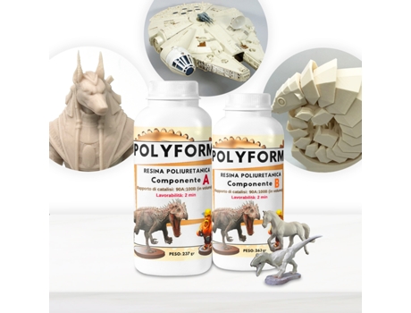 Polyform Resina de Poliuretano de Cura Rápida Desmoldagem em 5 Minutos 1 kg RESIN PRO