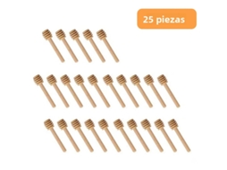 Palitos para Mexer Mel de Alta Qualidade, Cabo de Madeira, 100 Palitos por Pacote, Colher de Cabo Longo MDUG (25 Unidades)