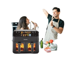 Fritadeira Elétrica, Cesta Dupla, 10 Programas De Cozinha, Preto, Ue