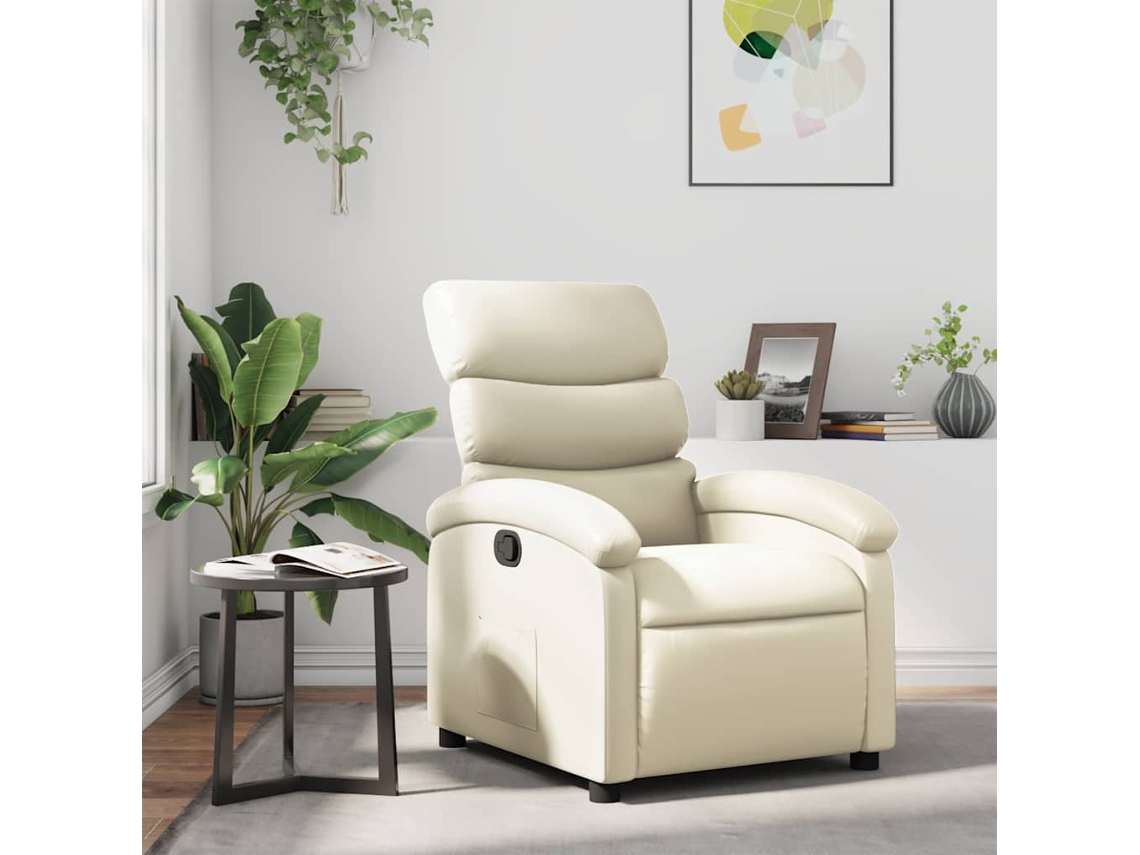 Vidaxl Poltrona Reclinável Couro Artificial Cor Creme