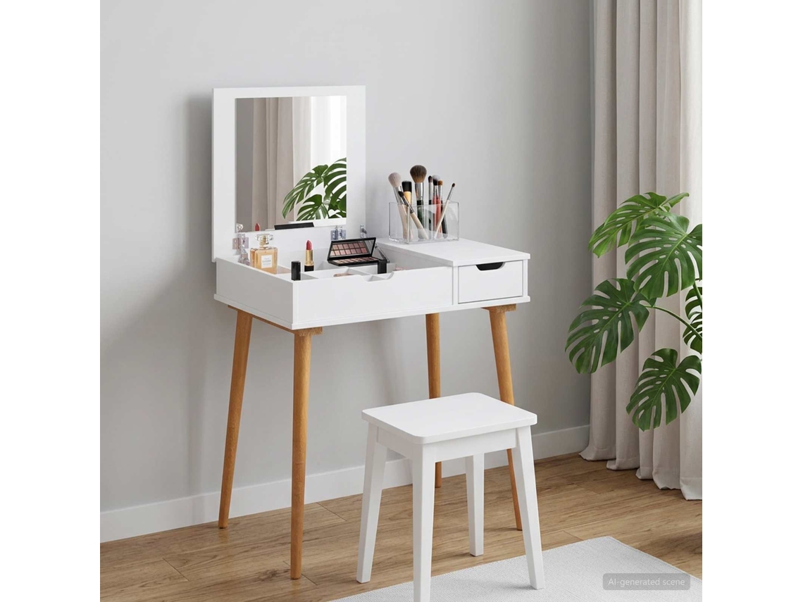 Vidaxl Mesa De Vestir Fauske Branco 76 X 50 X 78 Cm