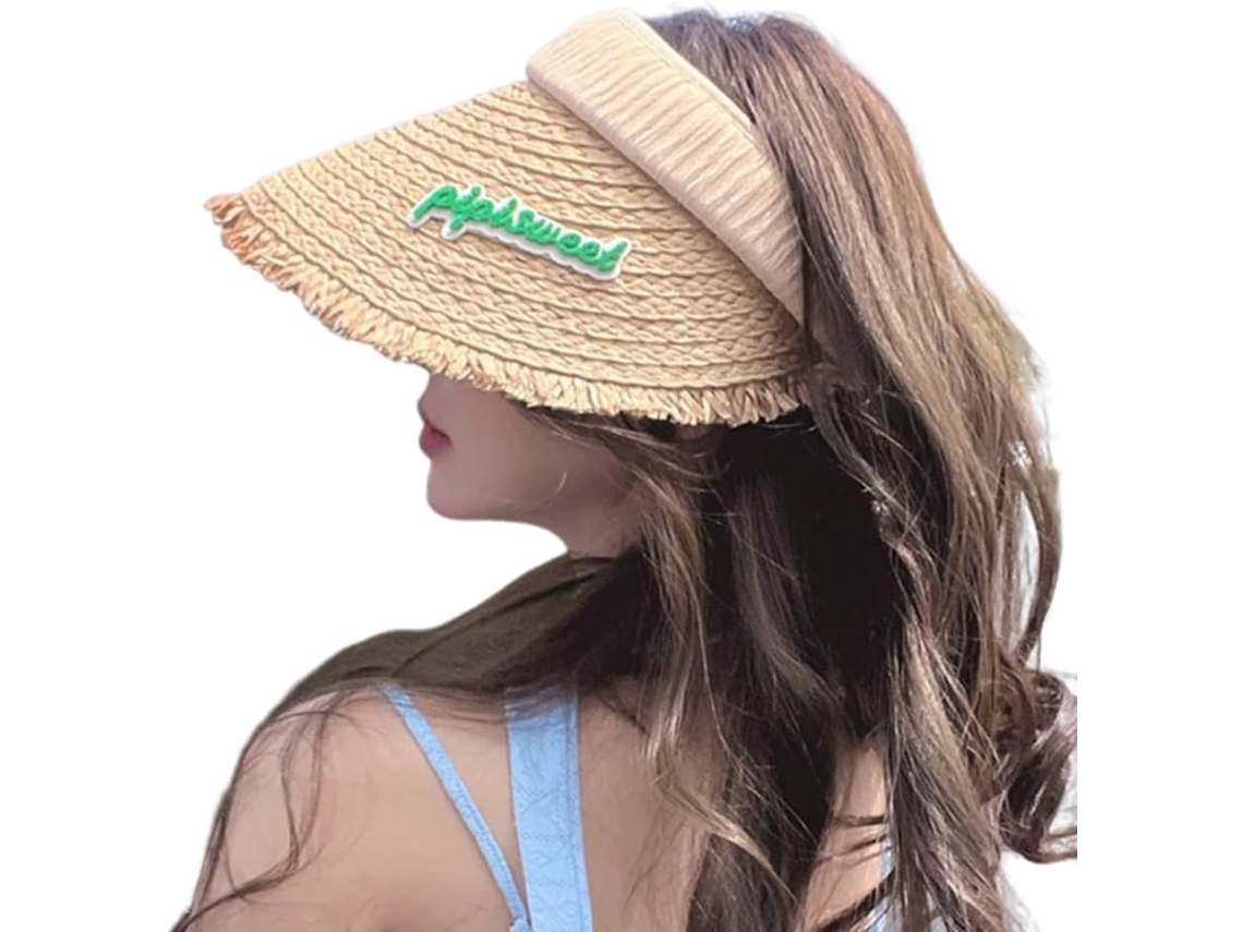 Chapéu De Palha Para Meninas, Chapéu De Praia Vazio, Dobrável, Respiravel, Casual Esportivo, Estilo Cilíndrico