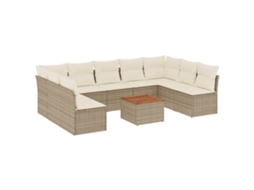 Conjunto de 10 Sofás para Jardim com Almofadões Vime Pe Bege MAISON EXCLUSIVE