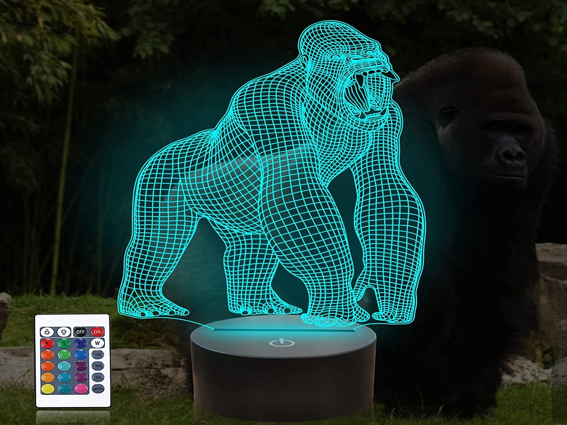 Luminária noturna 3D Lurelia com carregamento USB, controle remoto, sensor de toque e RGB para quarto infantil, compacta.