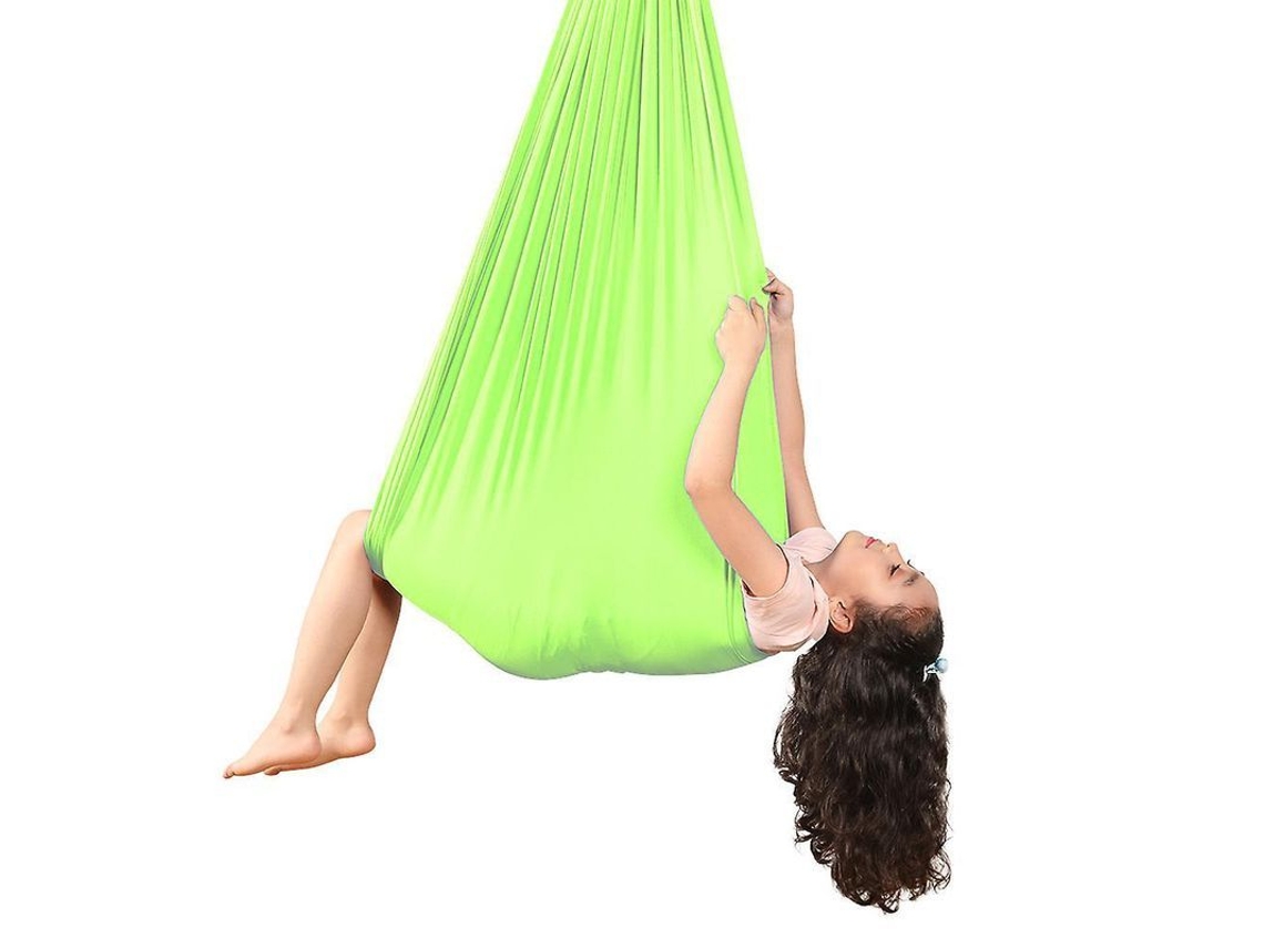 2026 colchoneta de Yoga Aérea Infantil 100% Nylon 280x100cm Columpio Antigravedad para Entrenamiento Sensorial Interior/exterior Verde Hierba