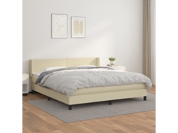 Vidaxl Cama Com Molas/colchão 160x200 Cm Couro Artificial Cor Creme