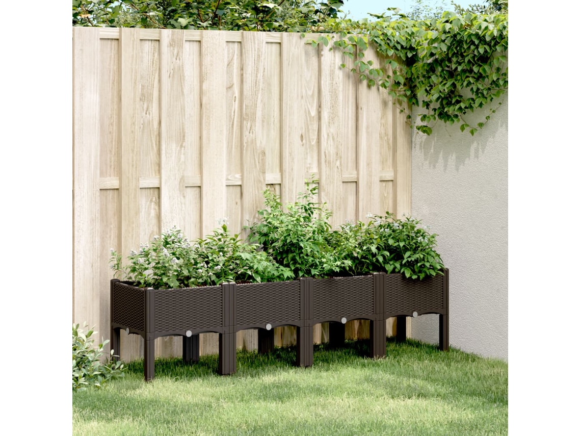 Vidaxl Vaso/floreira De Jardim C/ Pernas 160x40x42 Cm Pp Castanho