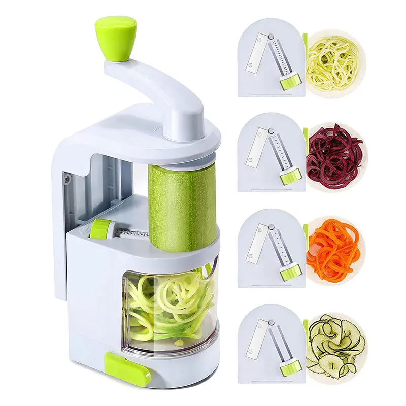 Cortador Espiral de Legumes 4 em 1, Cortador de Legumes com Ventosa, Feito de Aço Inoxidável Ecológico. MDUG