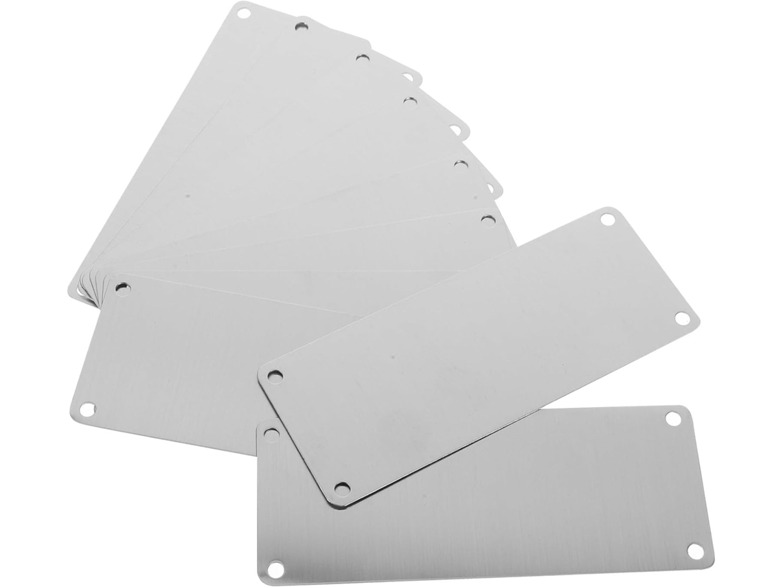 Conjunto De 10 Placas De Sinalização Em Aço Inoxidável 100x40 Para 4 Portas, Com Acabamento Escovado.