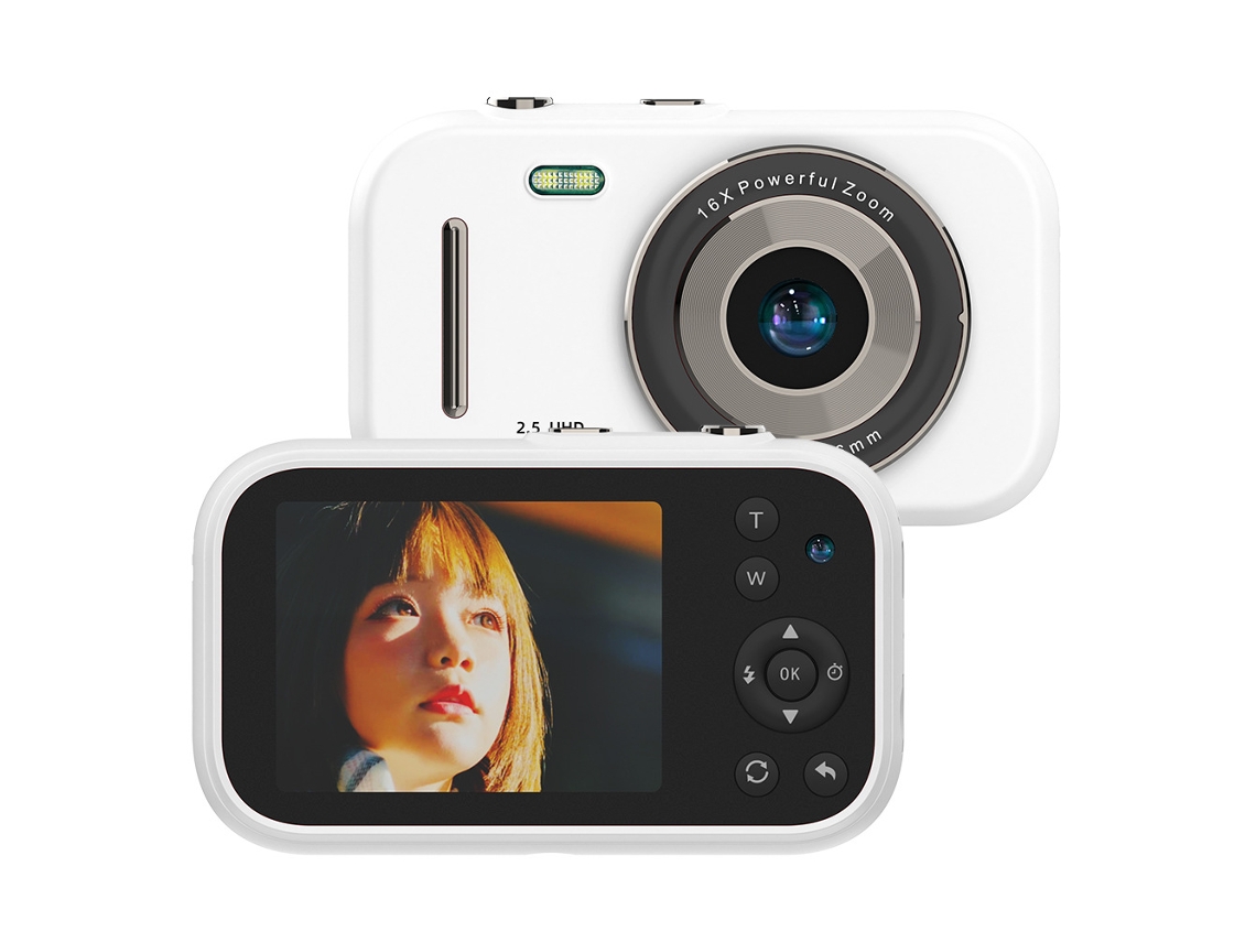 Câmara Digital Zoom De 16x, Tela Ips De 2,8 Polegadas, Câmera Dupla Hd (branco) Cuich