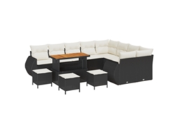 Conjunto 13 Conjunto De Sofá De Jardim Vidaxl Preto Vime Pe (298 X 234 X 85 Cm)