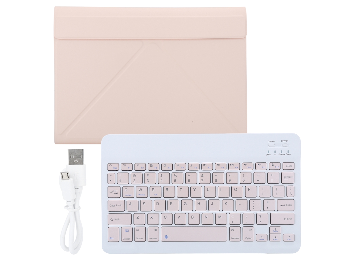Conjunto De Proteção Para Tablet Teclado Sem Fio Bluetooth Suporte Ultra Fino Rosa