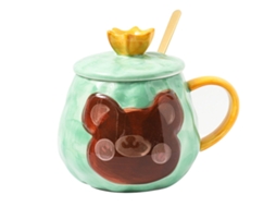 Caneca Cerâmica de 400Ml Caneca Fofa de Urso com Coroa Caneca Criativa e Moderna para Leite no Café Da Manhã NEVEANCE