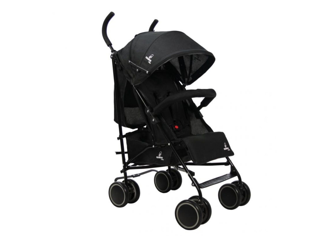 Carrinho De Bebé Ultra-leve Asalvo Tokyo - Reclinável, Arnês 5 Pontos, Spf50+, Capota - Preto