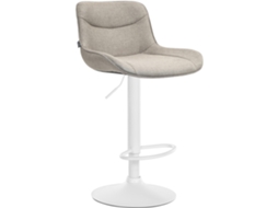 Banqueta de bar X1, giratória, formato ergonômico, costura decorativa em tecido taupe, estrutura de metal branco 10_0005762