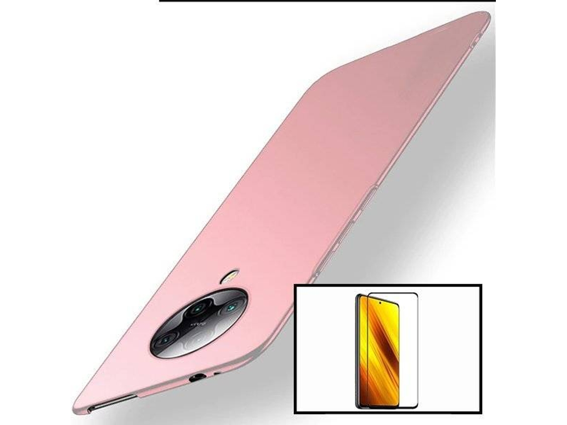 Kit Capa e Película de Vidro Temperado Xiaomi Poco X3 NFC Full Cover Rosa